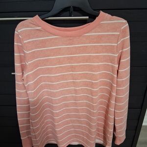 Croft & Barrow Coral Striped Long Sleeve Sweater